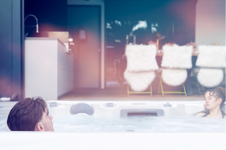 Couple relaxing in the spa