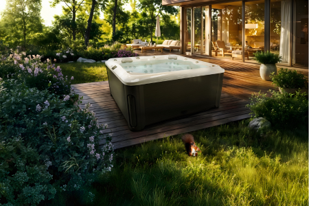A spa in a serene green outdoor courtyard