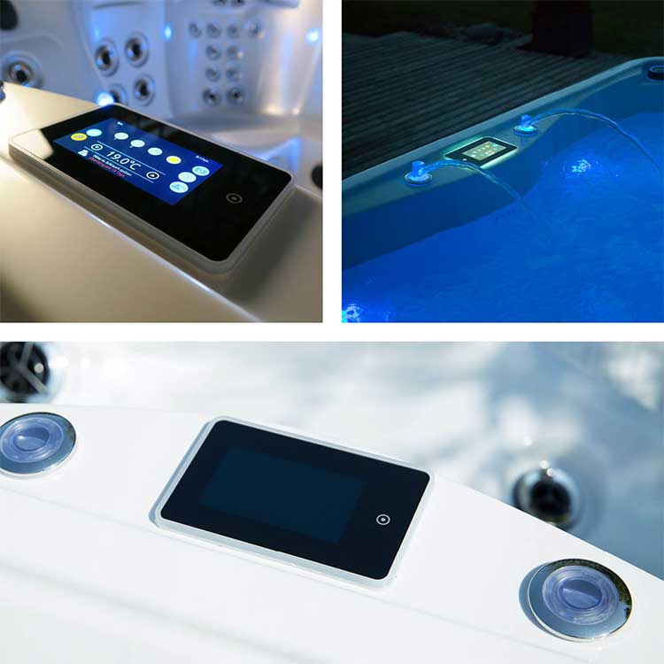 Smart interface on the side of the hot tub