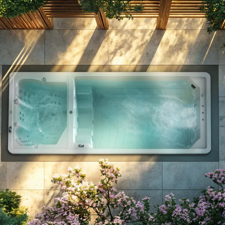 swim spa in the backyard