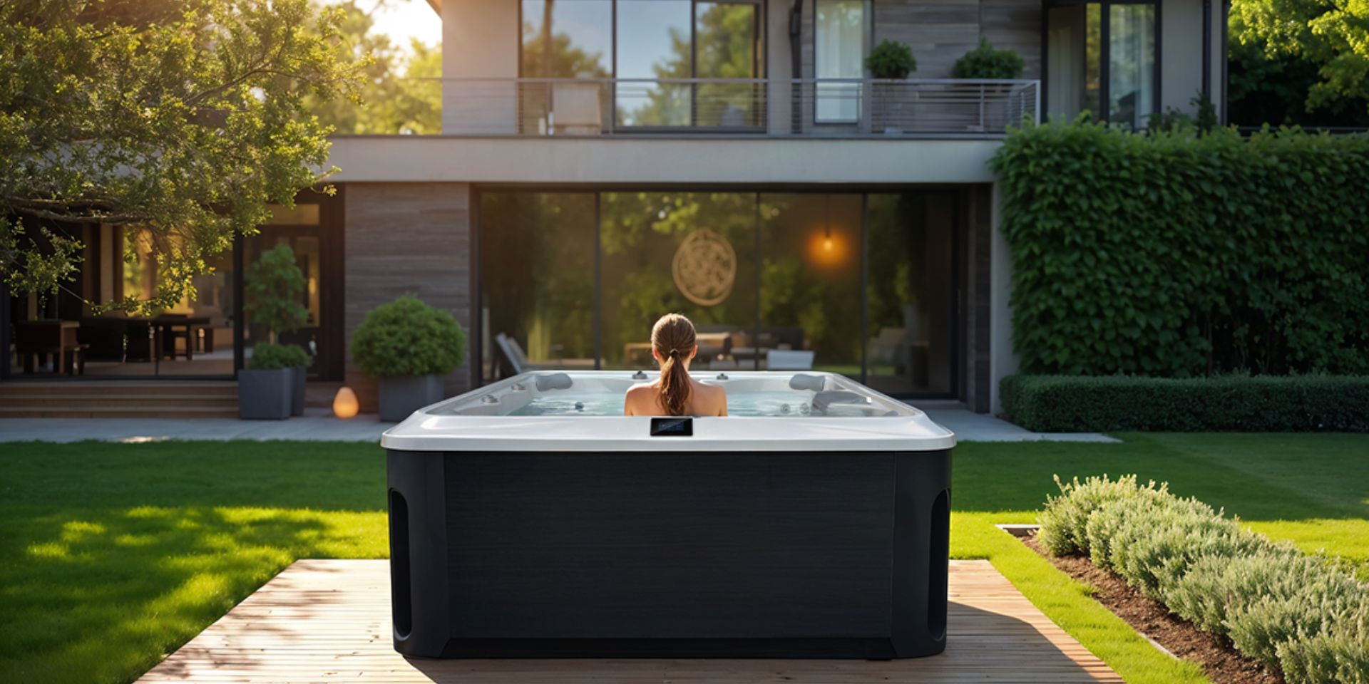 luxury hot tub in backyard UK