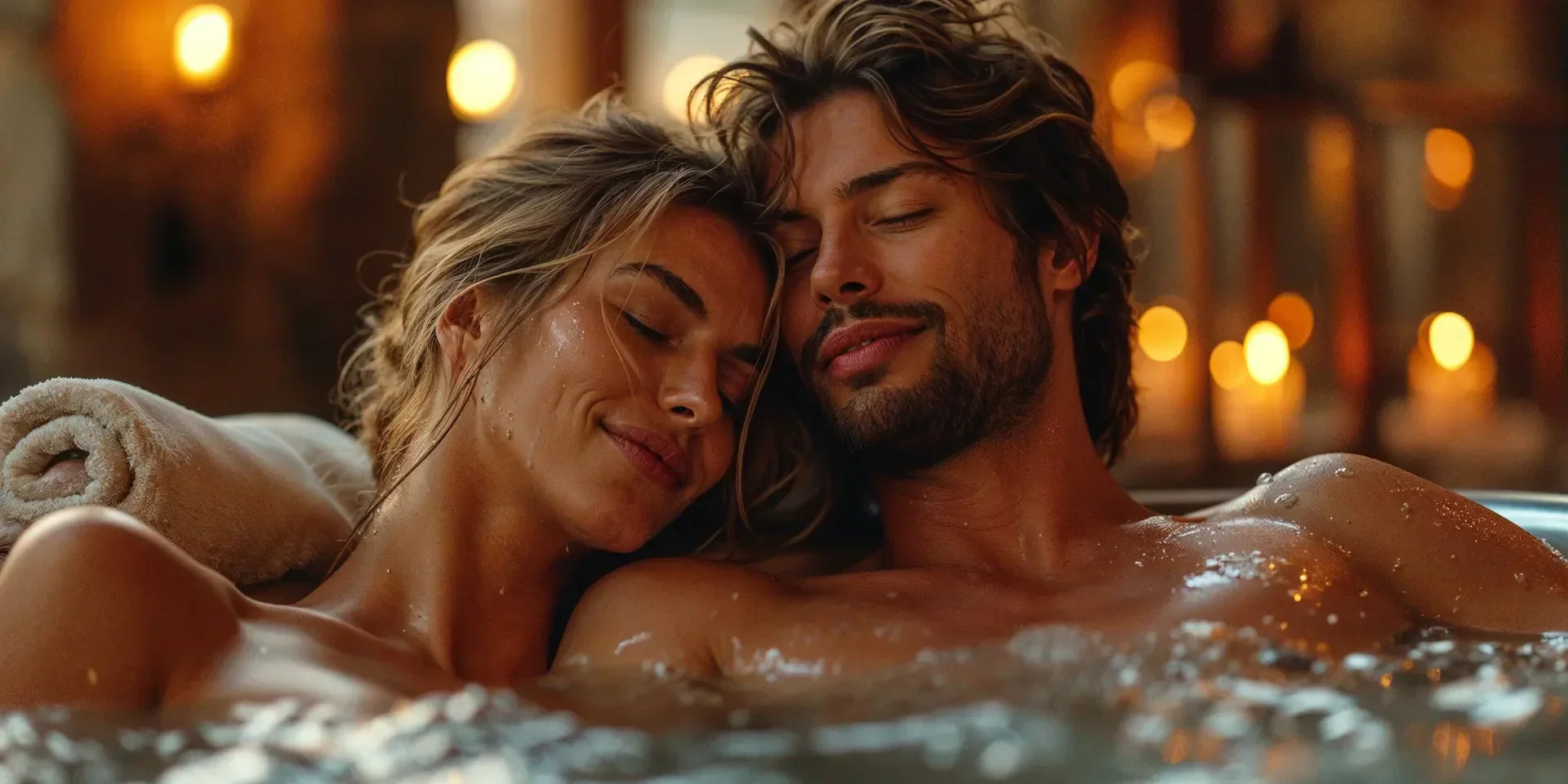 indoor hot tub couple