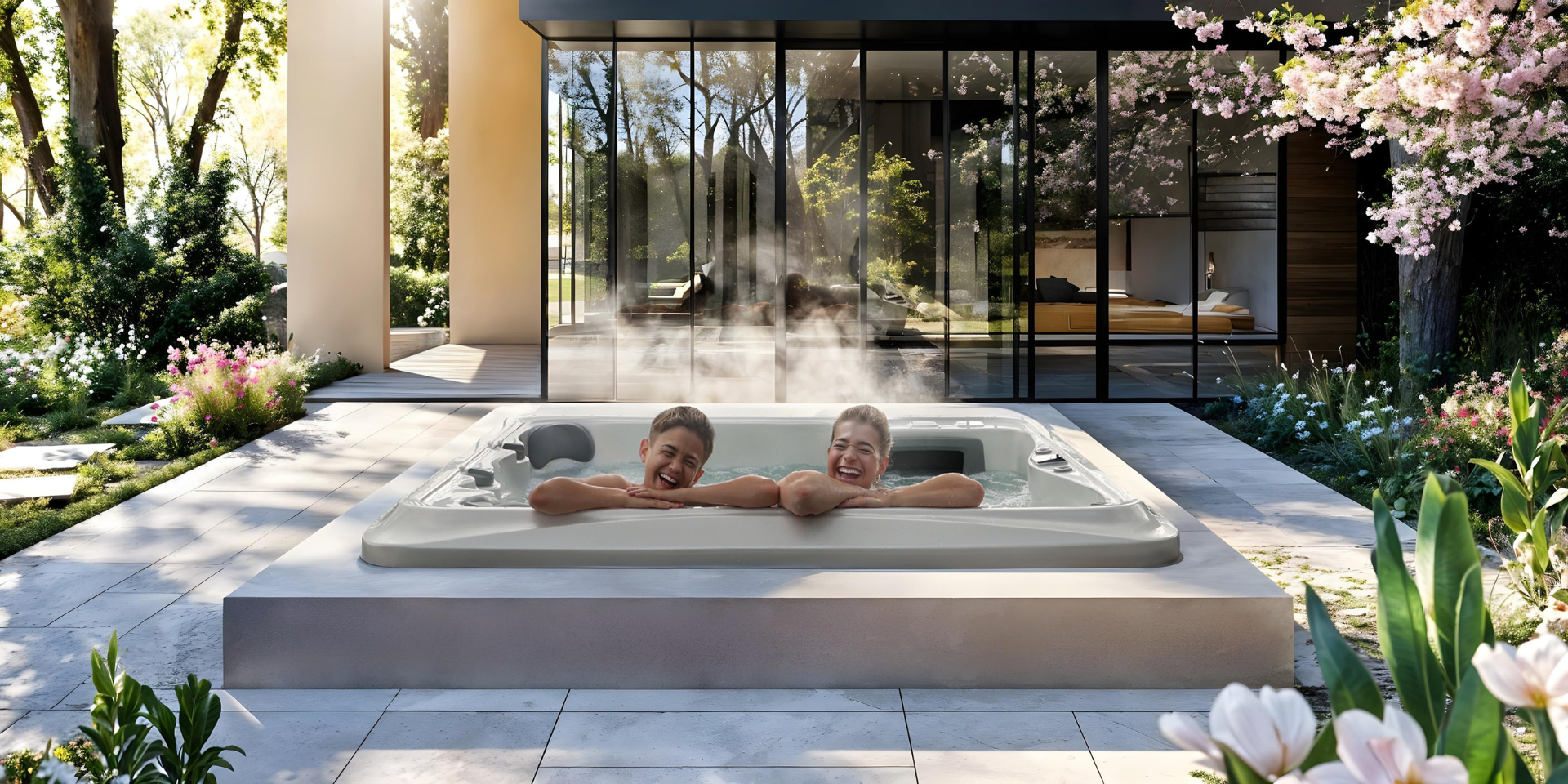luxury hot tub at home in UK