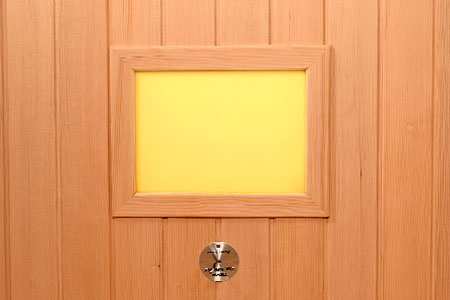 Yellow ambient lights on the sauna board