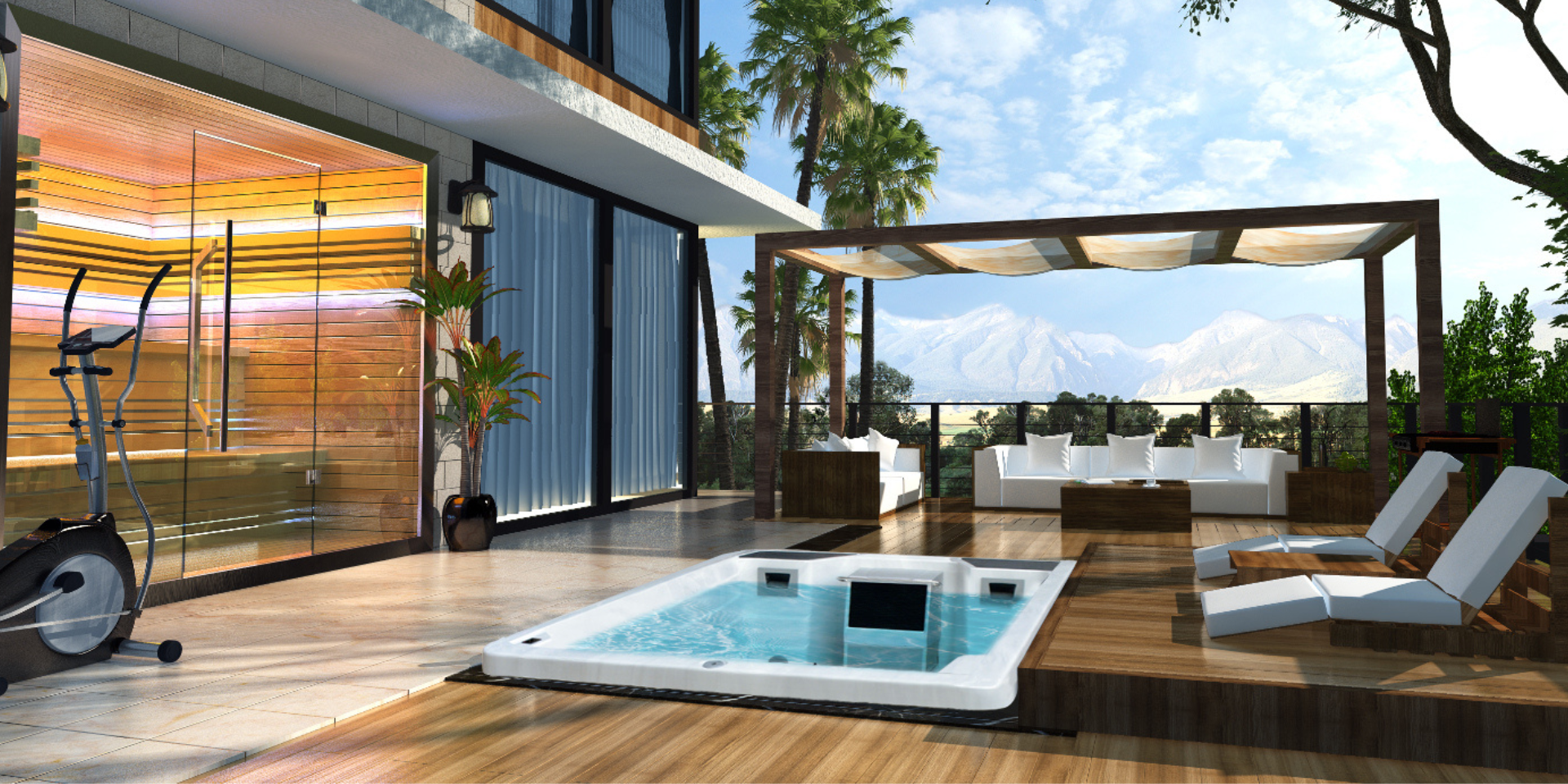 a spa in the backyard