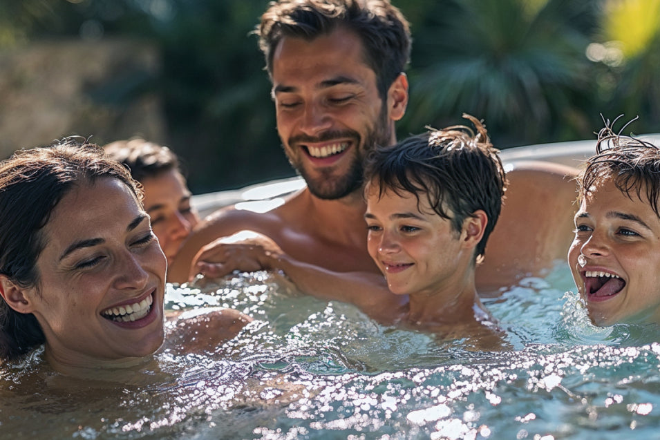 family fun in hot tub