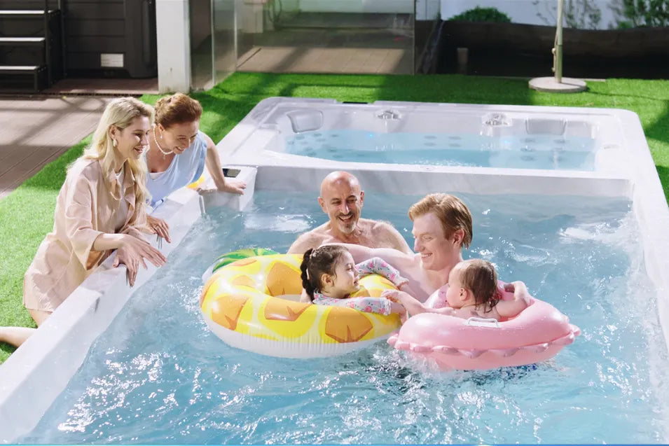 whole family had a fun weekend at the family swim spa