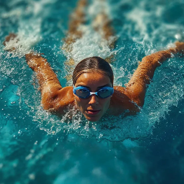 woman swim training