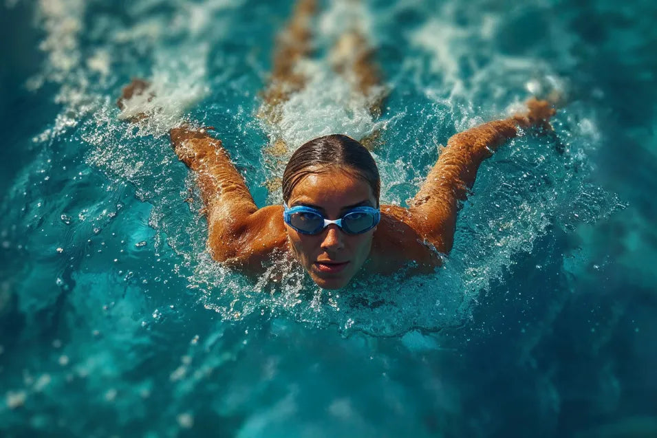 woman swim training