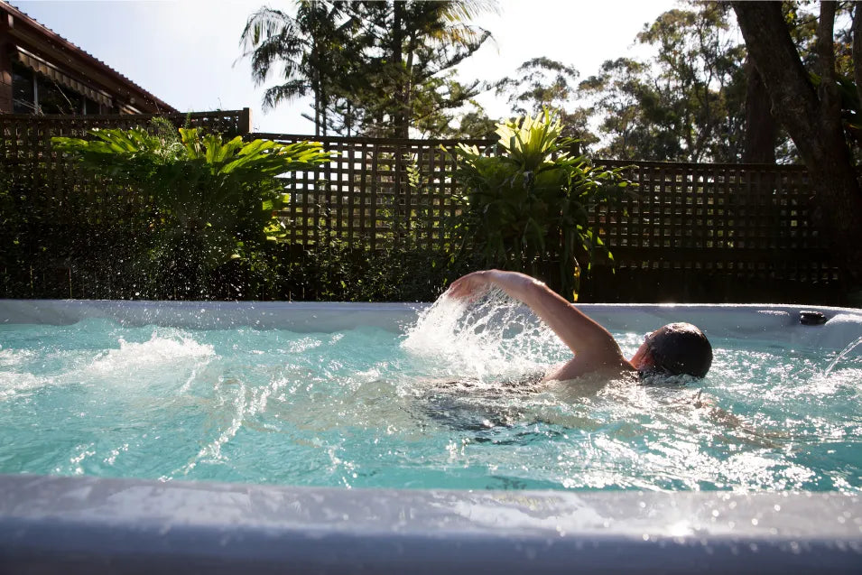 man swim in the exercise swimming pool